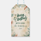 Rustikale Weihnachtszeit und Pinienfest Geschenkanhänger (Rückseite)