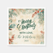 Rustikale Weihnachtszeit und Pinienfest Serviette (Vorderseite)