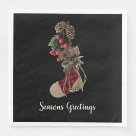 Rustikale Weihnachtszeitschrift Napkins - Strumpf Serviette