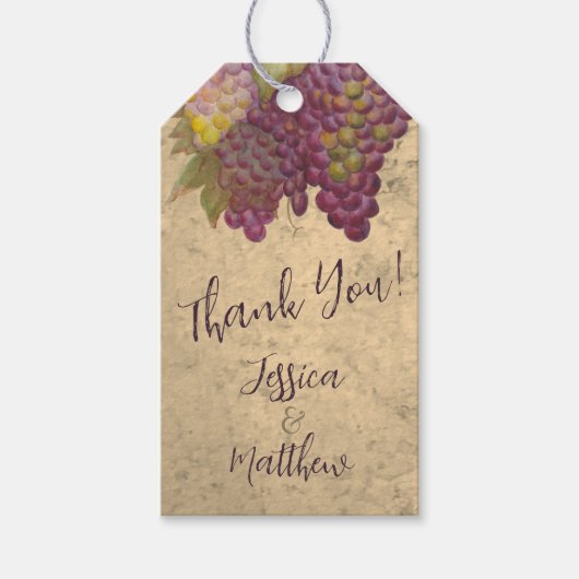 Rustikale Weinbaupaare "Danke" Gefallen Geschenkanhänger (Vorderseite)