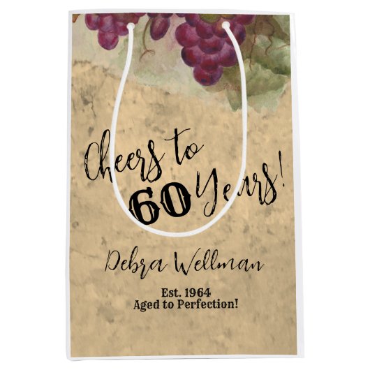Rustikale Weinberge Aquarell bis 60 Jahre Mittlere Geschenktüte (Vorderseite)
