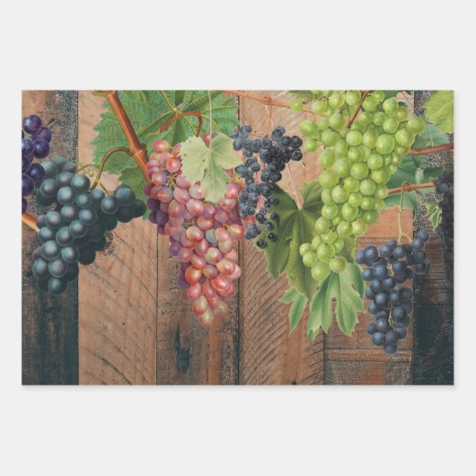 Rustikale Weinberge Holz & Trauben Geschenkpapier Set (Vorderseite 2)