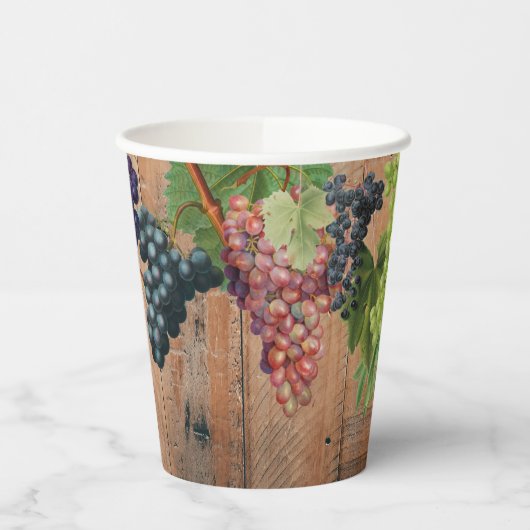 Rustikale Weinberge Holz & Trauben Pappbecher (Links)