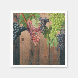 Rustikale Weinberge Holz & Trauben Serviette