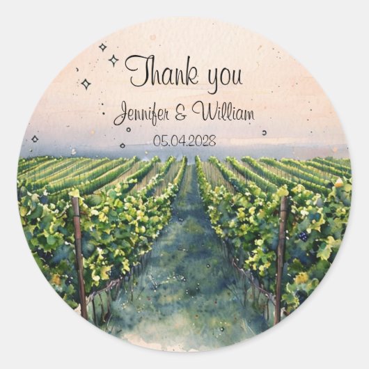 Rustikale Weinberge Zielort Italien Hochzeit Runder Aufkleber (Vorderseite)