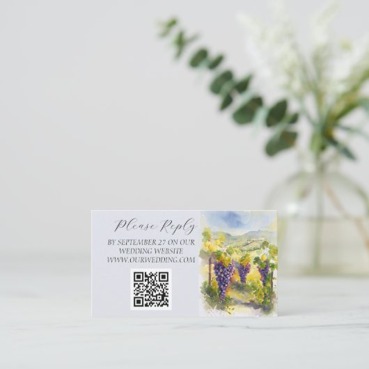 Rustikale Weinberge Zielort Trauben Zitronen Hochz Begleitkarte (Stehend Vorderseite)