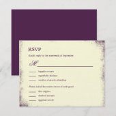 Rustikale Weinberghochzeit RSVP mit Menü - Lila Karte (Vorne/Hinten)