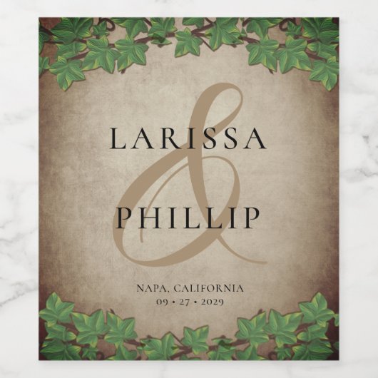 Rustikale Weinberghochzeit Weinetikett (Einzelnes Label)