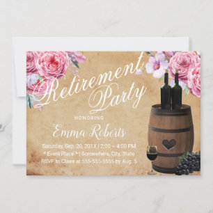 Rustikale Weinfass-Rentner-Blumen-Hochzeit Einladung
