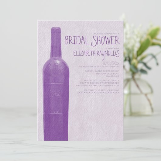 Rustikale Weinflasche Bridal Dusche Einladungen (Stehend Vorderseite)