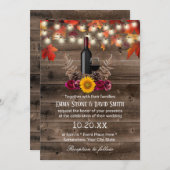 Rustikale Weinflasche Herbstleaves Hochzeit im Her Einladung (Vorne/Hinten)