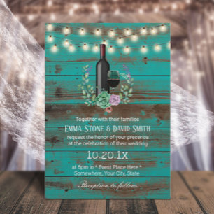 Rustikale Weinflasche Vintage Aquamarine Brauerei  Einladung