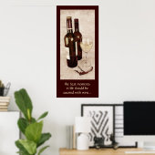 Rustikale Weinflaschen mit einem Glas Wein Poster (Heimbüro)