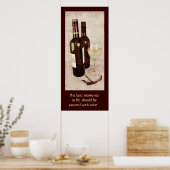 Rustikale Weinflaschen mit einem Glas Wein Poster (Küche)