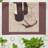 rustikale Weinflaschen und ein Glas des Weintuches Handtuch (Gefaltet)