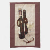 rustikale Weinflaschen und ein Glas des Weintuches Handtuch (Vertikal)