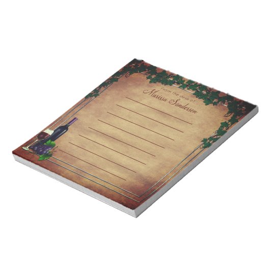 Rustikale Weingartenhochzeit l vom Schreibtisch Notizblock (Rotiert)