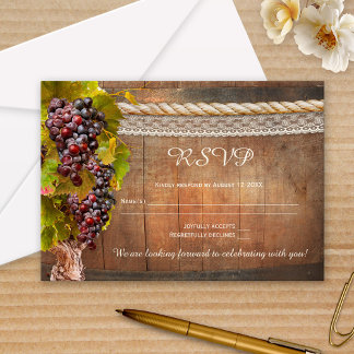 Rustikale Weinkarte Hochzeit RSVP Karte