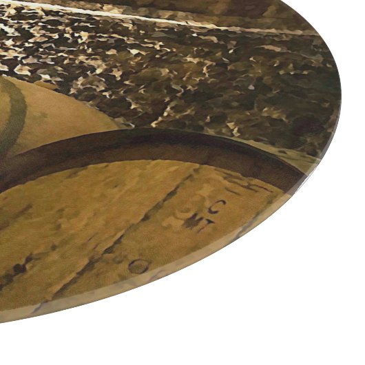 Rustikale Weinkeller-Fässer in Brown Schneidebrett (Ecke)