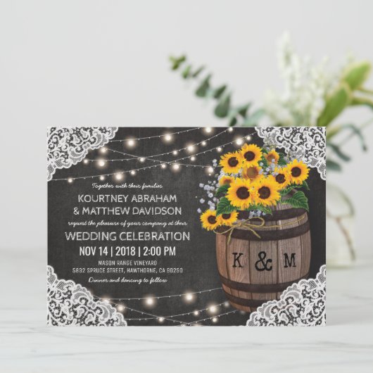 Rustikale Weinkellerei Einladung zur Hochzeit | St (Stehend Vorderseite)