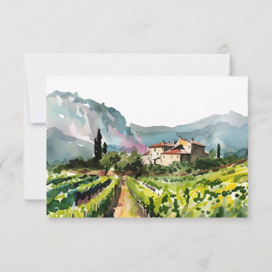 Rustikale Weinkellerei Hochzeit Dankeskarte (Rückseite)