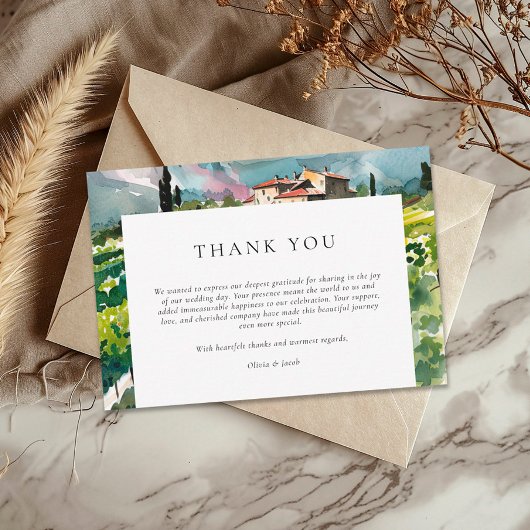 Rustikale Weinkellerei Hochzeit Dankeskarte