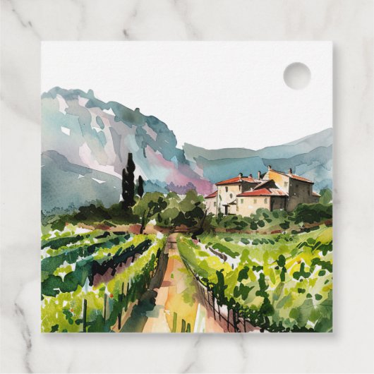 Rustikale Weinkellerei Hochzeit Geschenkanhänger (Rückseite)