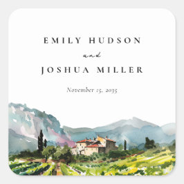 Rustikale Weinkellerei Hochzeit Quadratischer Aufkleber