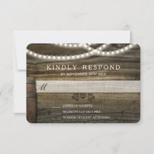 Rustikale Weinkellerei Hochzeit RSVP Karte