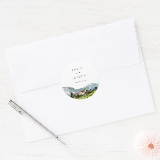 Rustikale Weinkellerei Hochzeit Runder Aufkleber (Umschlag)