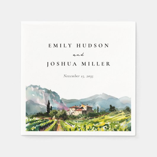 Rustikale Weinkellerei Hochzeit Serviette (Vorderseite)