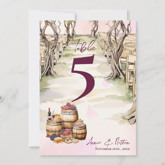 Rustikale Weinkellerei Hochzeit Tischnummer (Rückseite)