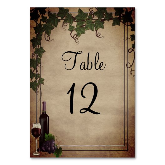 Rustikale Weinkellerei Hochzeitsempfang Tischnumme Tischnummer (Vorderseite)