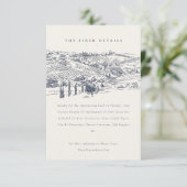 Rustikale Weinkellerei Hochzeitsszene Details Begleitkarte (Stehend Vorderseite)