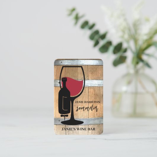 Rustikale Weinkellerei QR Code Visitenkarte (Stehend Vorderseite)