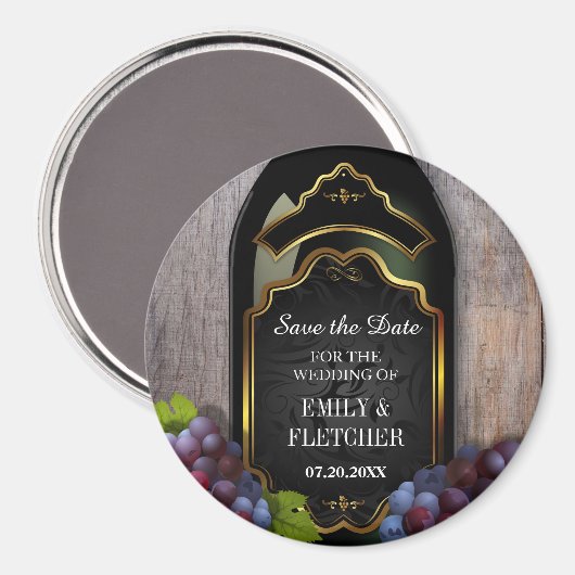Rustikale Weinkellerei Save the Date Hochzeit Magnet (Vorderseite/Rückseite)