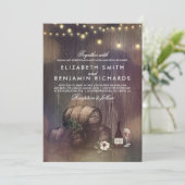 Rustikale Weinkellerei und Hochzeit von String Lig Einladung (Stehend Vorderseite)