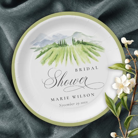 Rustikale Weinkellerei Weinberg Brautparty Pappteller