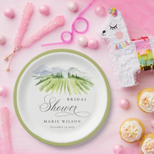 Rustikale Weinkellerei Weinberg Brautparty Pappteller (Party)