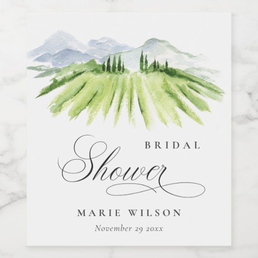 Rustikale Weinkellerei Weinberg Brautparty Weinetikett (Einzelnes Label)