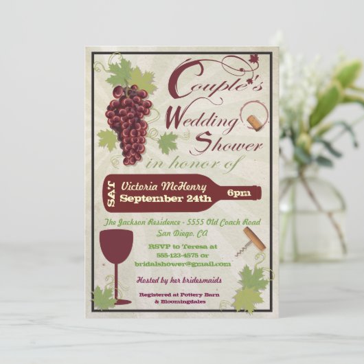 Rustikale Weinkellner Polterabend Einladungen (Stehend Vorderseite)