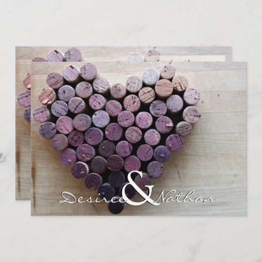 Rustikale Weinkork Hochzeitsreise Einladung (Vorne/Hinten)