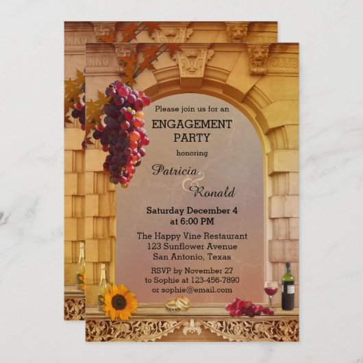Rustikale Weinkultur Verlobung Einladung (Vorne/Hinten)