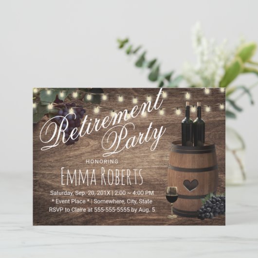 Rustikale Weinrebe Einladung (Stehend Vorderseite)