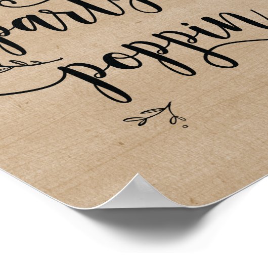 Rustikale Weinreben Hochzeitsparty Poppin Schild P (Ecke)