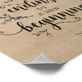 Rustikale Weinreben Hochzeitszeichen für Süßes Bar Poster (Ecke)