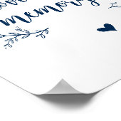 Rustikale Weinreben, Marineblau in liebevoller Eri Poster (Ecke)