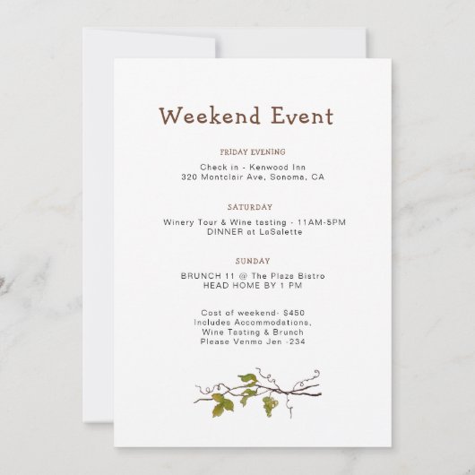 Rustikale Weinroute Mendrisiotto Einladung (Rückseite)