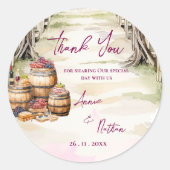 Rustikale Weintraube Inspiriert Weinberg Hochzeit Runder Aufkleber (Vorderseite)