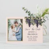 Rustikale Weintrauben Foto Save The Date (Stehend Vorderseite)